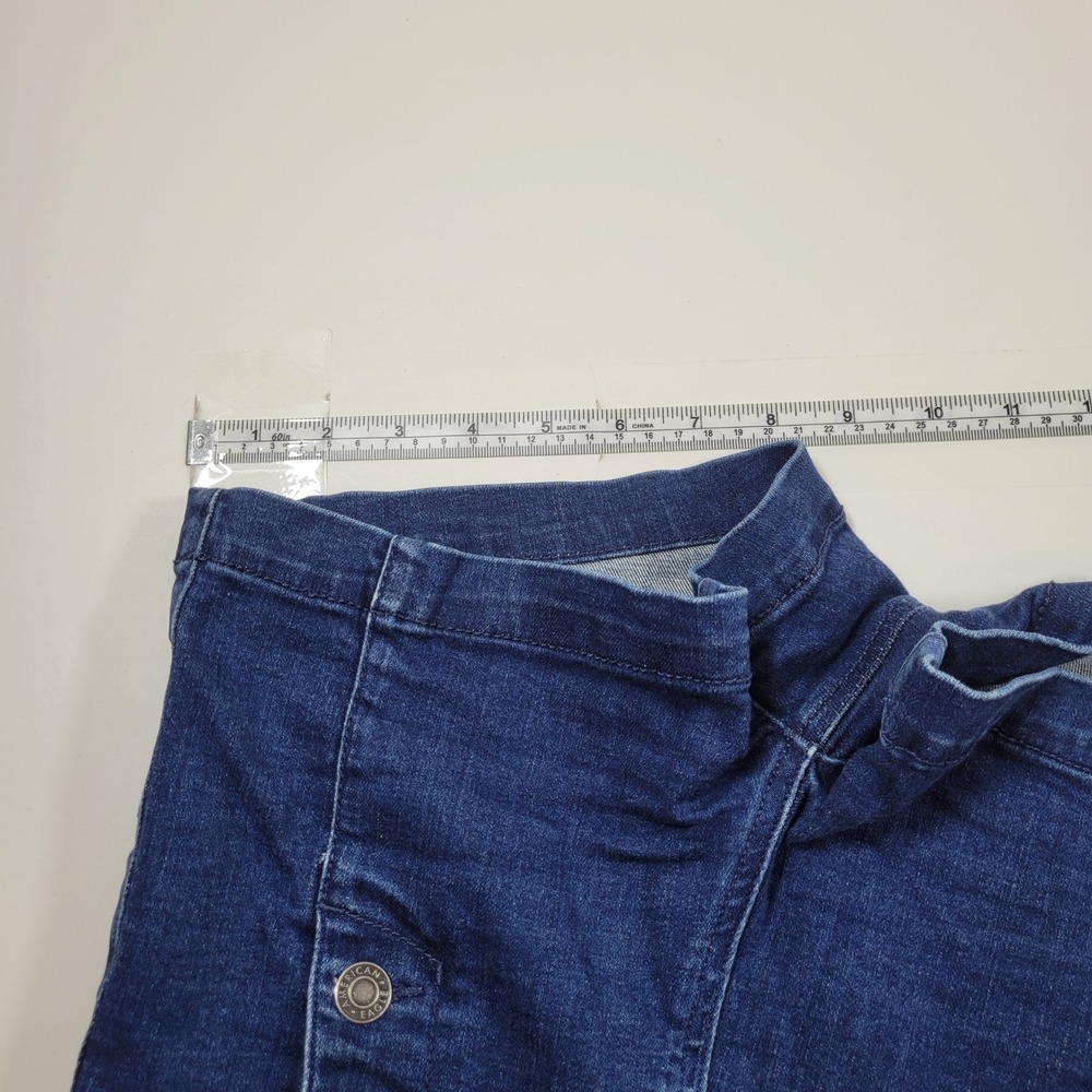 American Eagle HiRise Shortie Women 4 Blue Excellent Sailor Button Super Stretch - Picture 4 of 10
